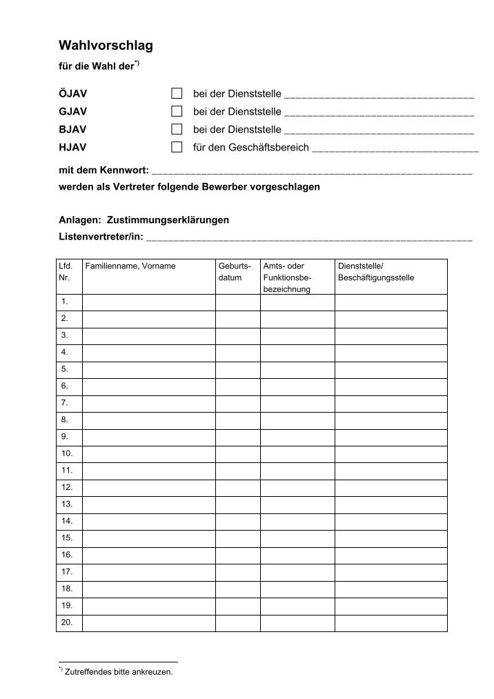 Wahlvorschlagsliste Magazine