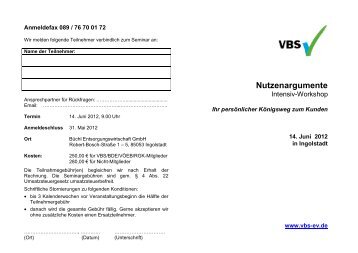 Nutzenargumente - VBS eV