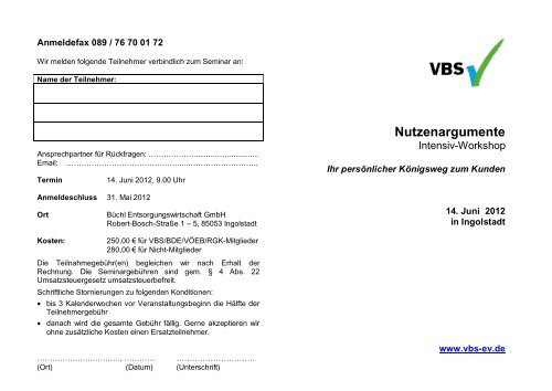 Nutzenargumente - VBS eV