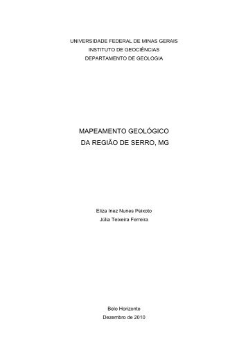 MAPEAMENTO GEOLÓGICO DA REGIÃO DE SERRO, MG - UFMG