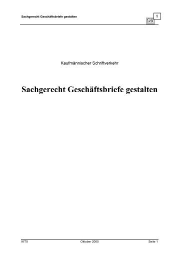 Sachgerecht Geschäftsbriefe gestalten