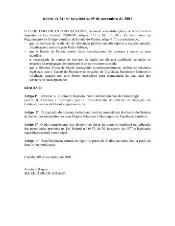 RESOLUÇÃO N - Secretaria da Saúde