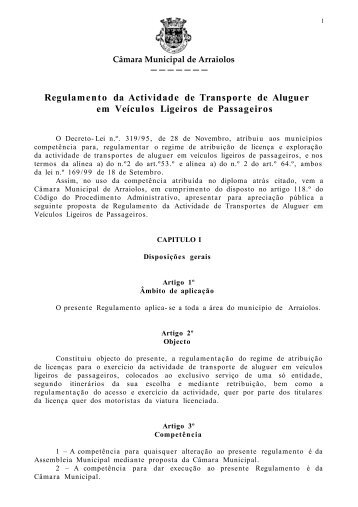 Regulamento de Taxis.pdf - Câmara Municipal de Arraiolos