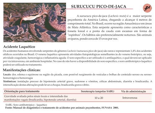 Cartilha sobre Animais Peçonhentos - Fundação Ezequiel Dias