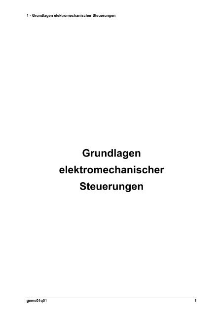 Grundlagen elektromechanischer Steuerungen