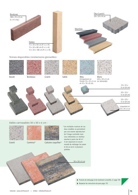 Produits standards/ Pierres naturelles - UHL Verbundstein AG