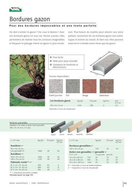 Produits standards/ Pierres naturelles - UHL Verbundstein AG