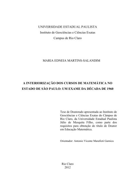 AVANÇANDO COM O RESTO - Departamento de Matemática - Unesp - Instituto de  Biociências, Letras e Ciências Exatas - Câmpus de São José do Rio Preto