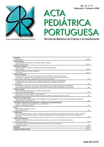 Acta Ped Vol 37 N 5 - Sociedade Portuguesa de Pediatria