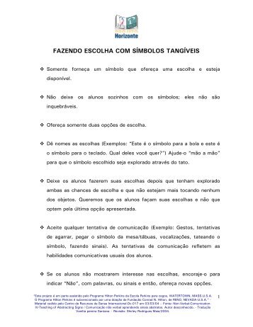 FAZENDO ESCOLHA COM SÍMBOLOS TANGÍVEIS