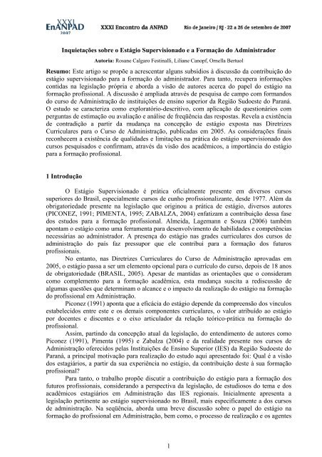 PDF) ESTÁGIO CURRICULAR SUPERVISIONADO E O ENSINO TÉCNICO