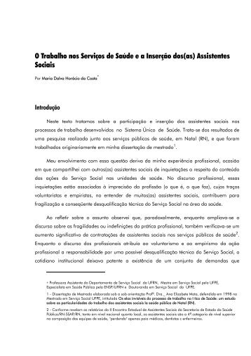 O Trabalho nos Serviços de Saúde e a Inserção dos(as ... - fnepas