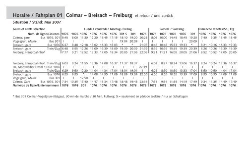 Horaire Fahrplan 01 Colmar Breisach Freiburg Vcd