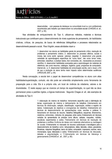 Altas habilidades/superdotação: clarificando concepções e - artificios