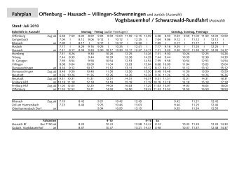 Fahrplan Offenburg â Hausach â Villingen-Schwenningen ... - VCD