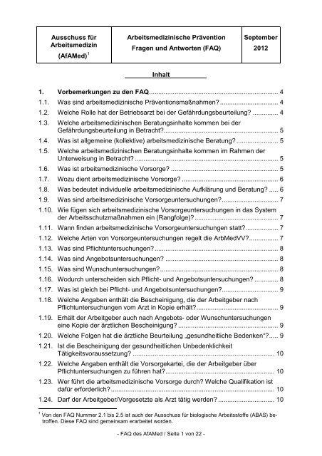 Arbeitsmedizinische Prävention: Fragen und Antworten (FAQ)