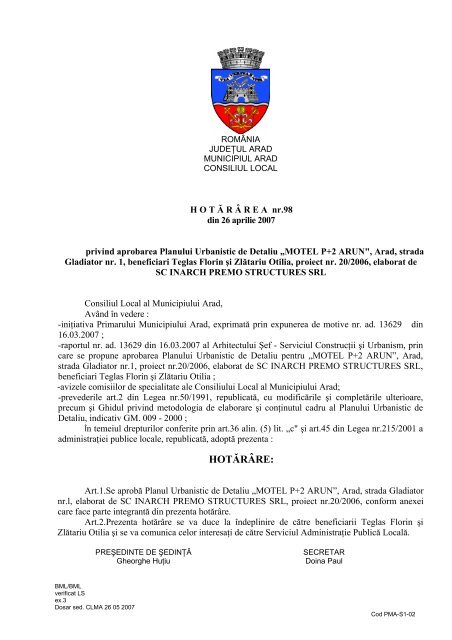 Vizualizare PDF - Primăria Municipiului Arad