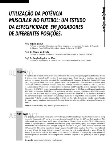 um estudo da especificidade em jogadores de diferentes posições.