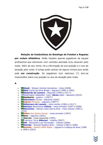 Cultura Botafoguense - Futebolistas do Botafogo em Ordem ... - Unifap