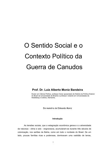 O Sentido Social e o Contexto Político da Guerra de Canudos