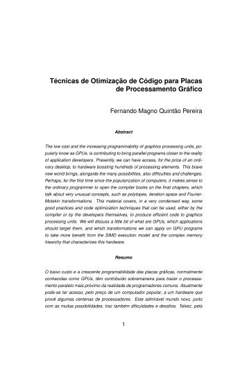 Técnicas de Otimização de Código para Placas de ... - UFMG