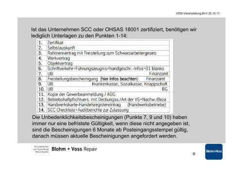 Präsentation "Sicheres Arbeiten mit Partnerfirmen" - VDSI