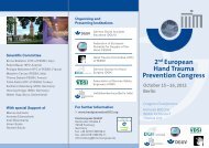 2nd European Hand Trauma Prevention Congress October 15 - VDSI