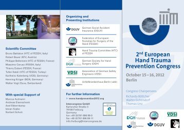 2nd European Hand Trauma Prevention Congress October 15 - VDSI