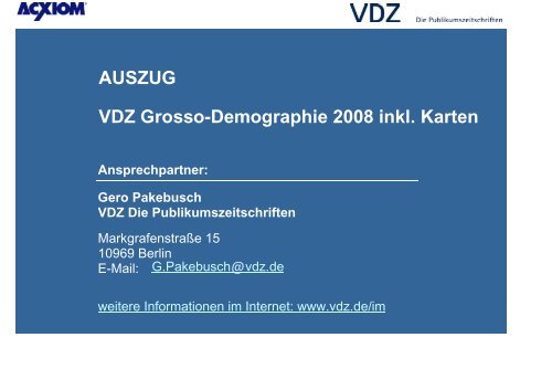 VDZ Grosso-Demographie (AUSZUG)