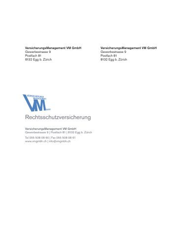 Formular Rechtsschutzversicherung - VM GmbH