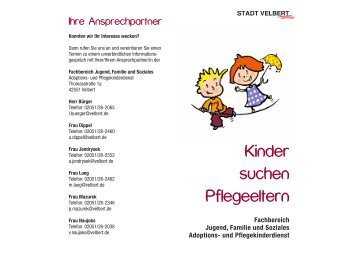 Informationsflyer "Kinder suchen Pflegeeltern" - Stadt Velbert