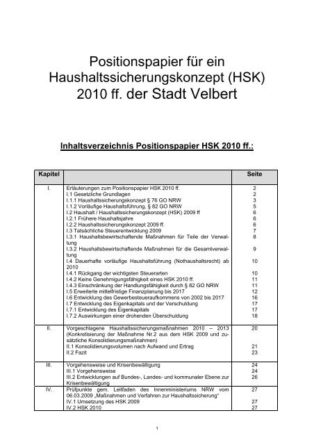 HSK - Stadt Velbert