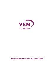 Jahresabschluss zum 30. Juni 2009 - VEM Aktienbank AG