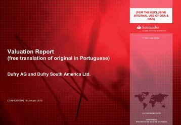 Valuation Report Banco Santander (Brasil) - Dufry