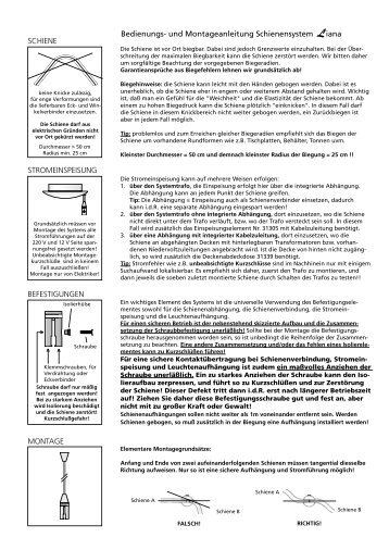 Bedienungs- und Montageanleitung Schienensystem Liana ...