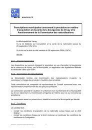 Prescriptions municipales naturalisation - Vevey