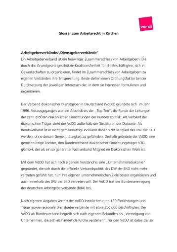 Glossar zum Arbeitsrecht in Kirchen Arbeitgeberverbände ... - Ver.di