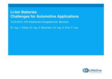 Li-Ion Batteries Challenges for Automotive Applications - Verein ...