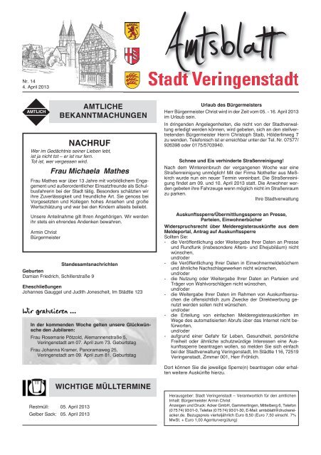 Amtsblatt KW 14 - Veringenstadt