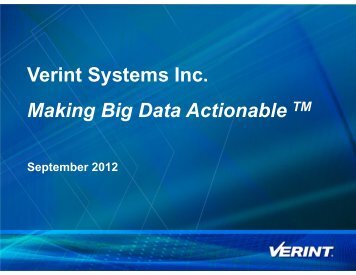 Investor Relations Presentation - Verint Systems Inc.