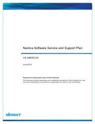 Nextiva Software Service and Support Plan - Verint Systems Inc.