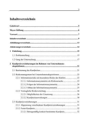 Inhaltsverzeichnis - Verlag Wissenschaft & Praxis