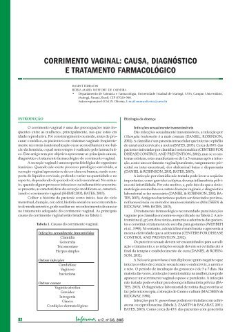 Corrimento vaginal: causa, diagnóstico e tratamento farmacológico.