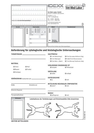 Anforderung für zytologische und histologische ... - Vet Med Labor