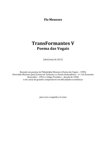 Capa e Bula - TransFormantes V - Flo Menezes