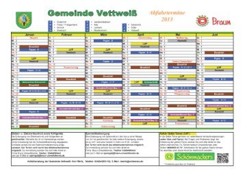 Abfallkalender 2013 - Gemeinde Vettweiss