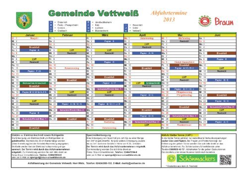 Abfallkalender 2013 - Gemeinde Vettweiss