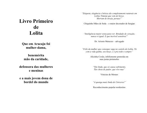 Livro Primeiro de Lolita - Bem-vindo à Editora IDEL