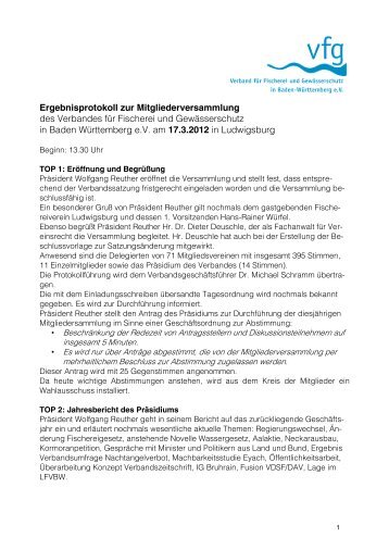 Protokoll zur Jahreshauptversammlung - VFG