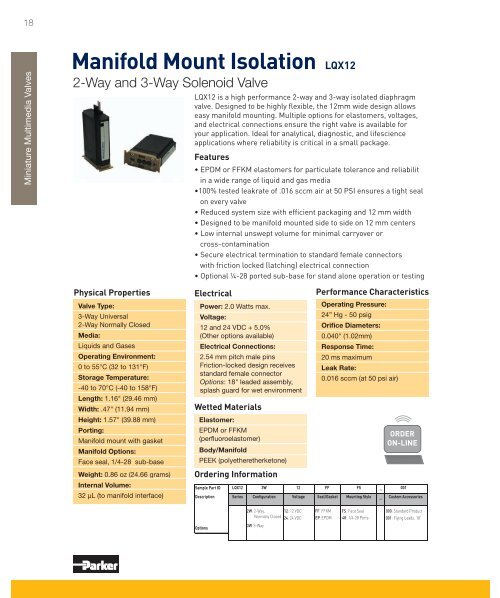 Miniature Multimedia Valves - Parker